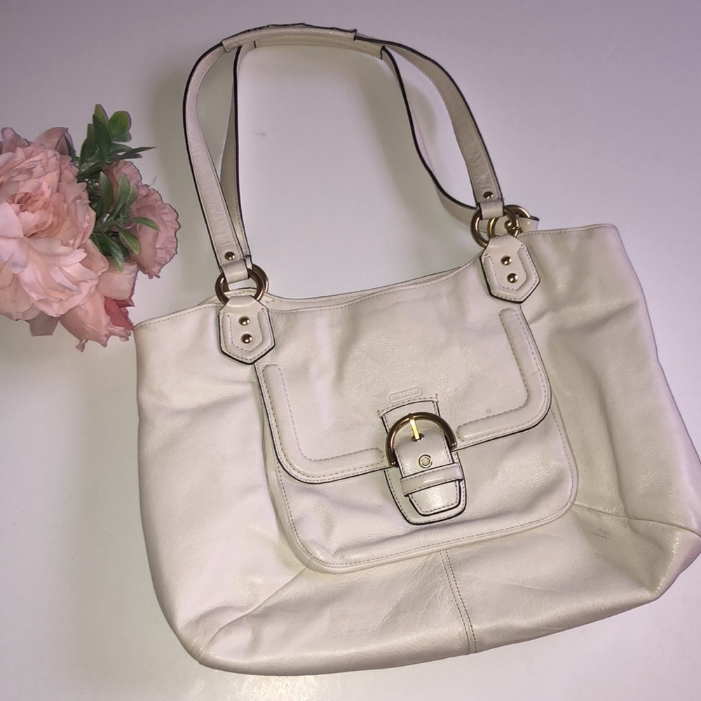 White leather Coach Shoulder bag Creamy White Leather Coach Bag Soft Leather Y2K